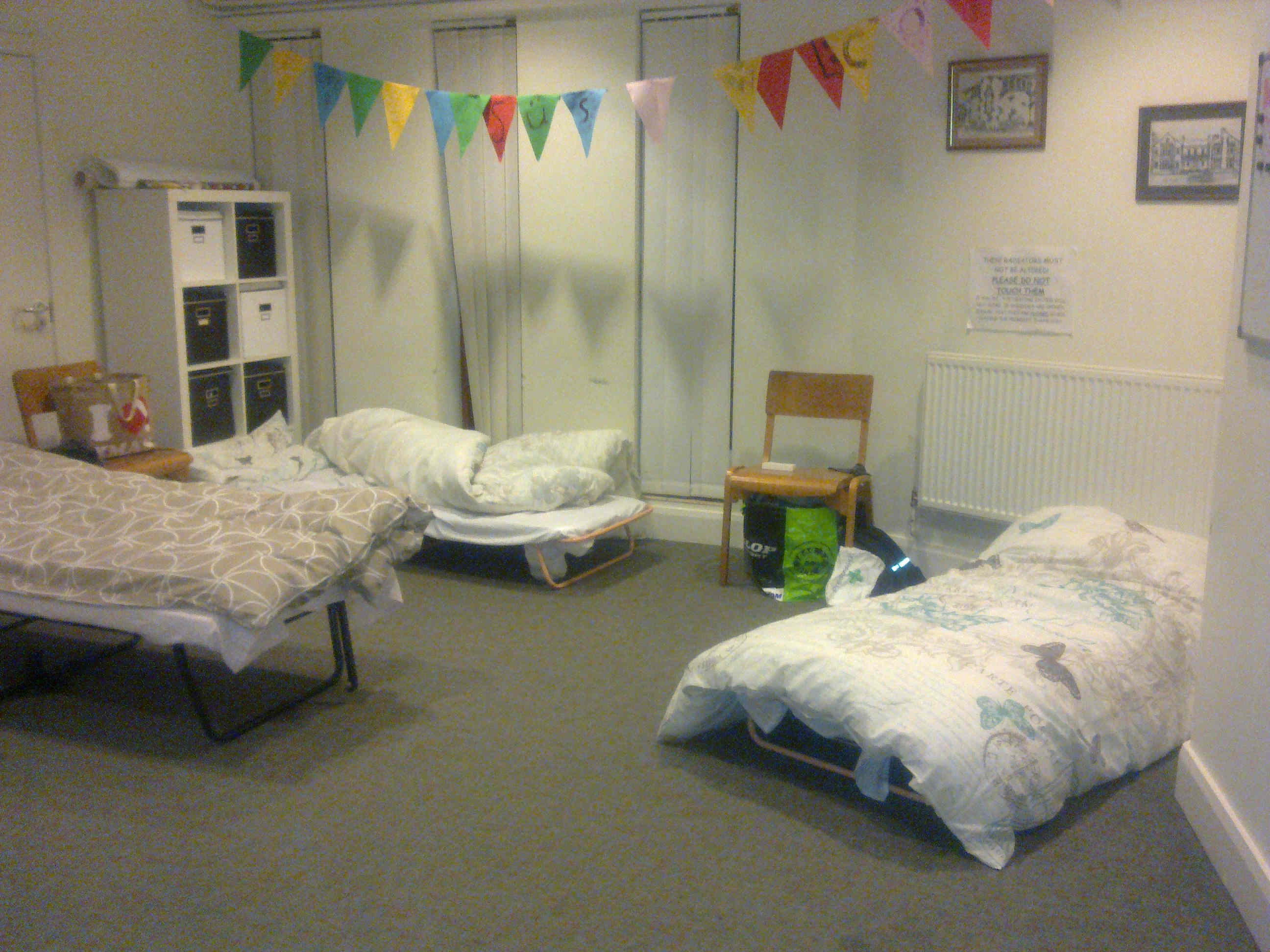 Empty beds for the guests